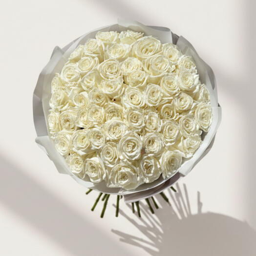 100 White Roses Graceful Hand Tied Bouquet