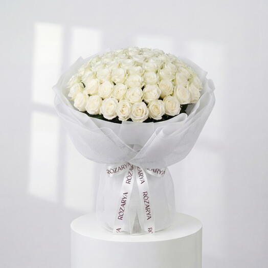 Премиум белые розы: Жемчужное сияние Большой