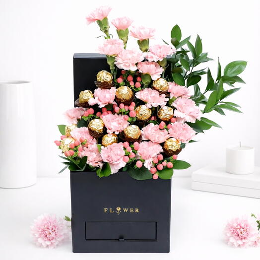 Pink Charm Carnation   Chocolate Box