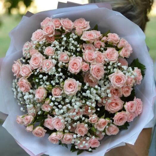 Bouquet de 15 roses spray couleur rose-724
