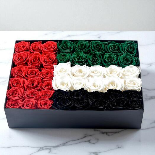 La Fete Patriotic Elegance: Floral Flag Arrangement