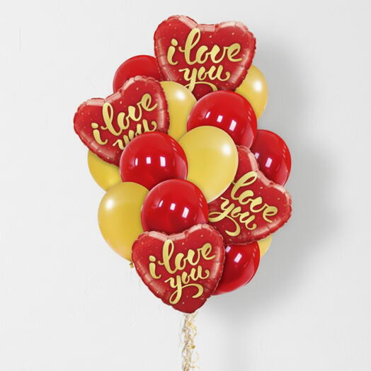 Набор фольгированных шаров Я люблю тебя | 16 гелиевых шаров любви
