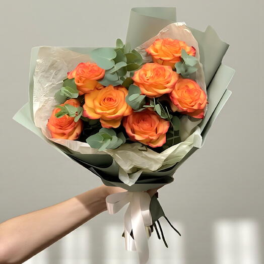 The Sunshine Bouquet! 7 Orange Roses