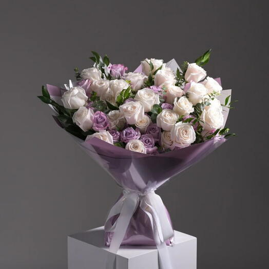 Wisdom - Purple and White Rose Bouquet