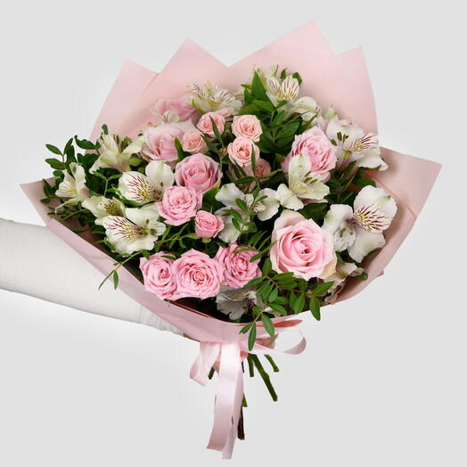 Альстромерия _ Роскошный букет розовых роз