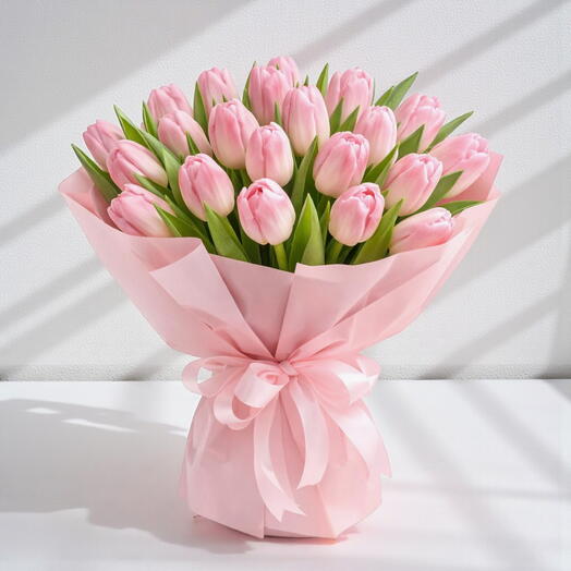 21 розовый тюльпан