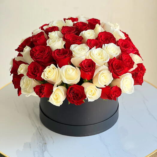 Premium 60 Red White Roses Box