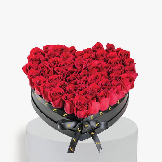 Red Roses in Large Heart Box