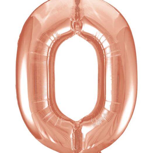 Giant Rose Gold Number 0 Balloon