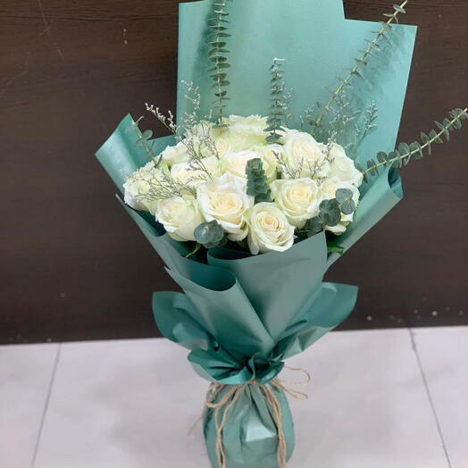 Nice white roses stand bouquet
