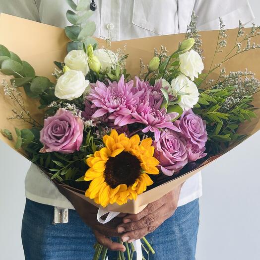 Букет из одного подсолнуха