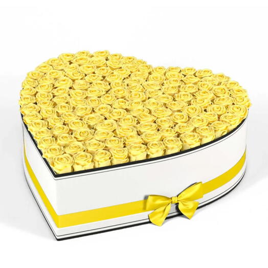 Take My Heart- Yellow Rose in Heart Box
