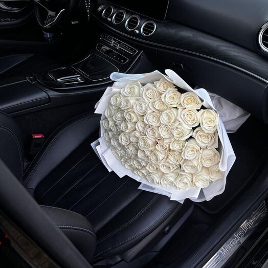 Premium 50 White Roses Luxurious Bouquet