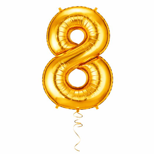 Golden Number Eight Helium Balloon 40 Inches