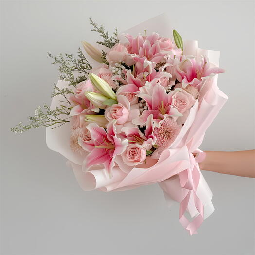 Blush Harmony – Pink   Lily Bouquet