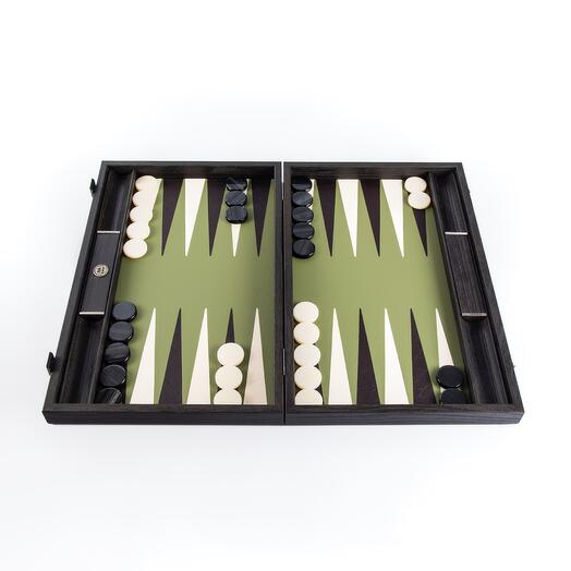 Handmade faux leather backgammon, olive
