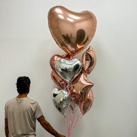Rose gold balloons set