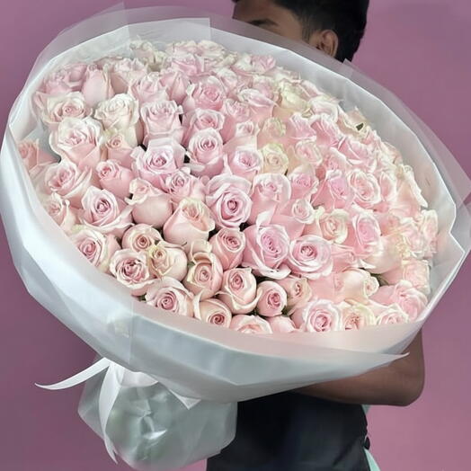 100 Light Pink Rose Bouquet - Elegance