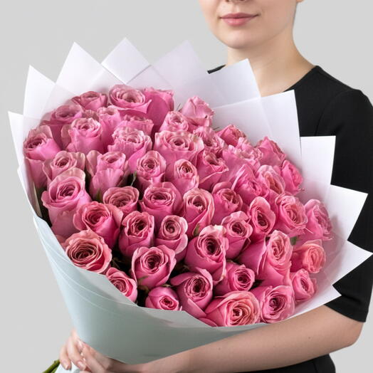 50 Pink Rose Bouquet - Premium