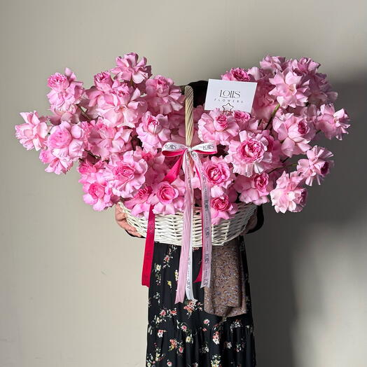 French Pink Roses in Basket