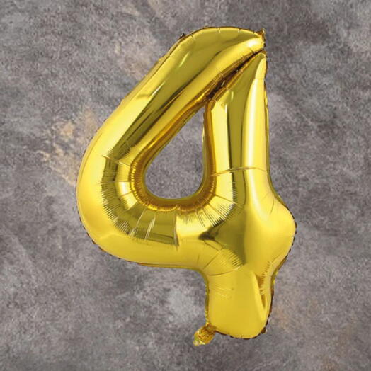 Золотой фольгированный шар-цифра 4