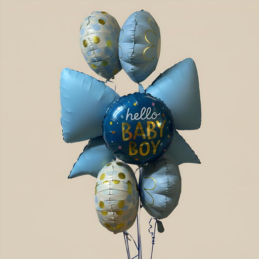 Blue Bow Bliss Balloons Set(6pcs)