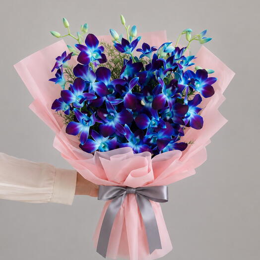 Blue orchids charm bouquet