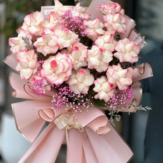 21 Pink Double Side Rose Bouquet -3866