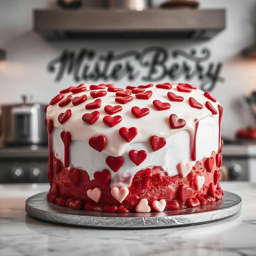 Торт Любовь и сердце на День святого Валентина