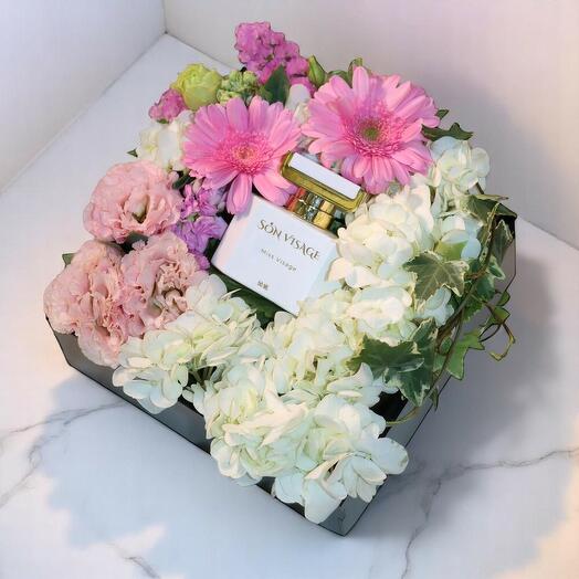 Luxury Floral Perfume Gift Box for Mom – Gerbera, Hydrangeas   Miss Visage Perfume