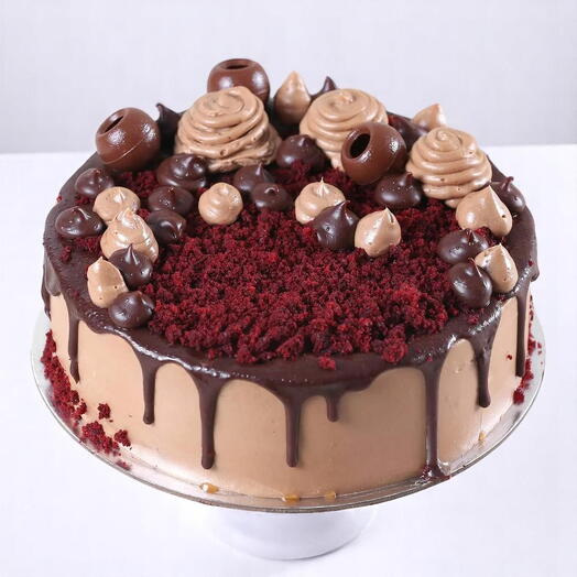 1 Kg Chocolate Red Velvet Cake – Rich Layered Dessert with Creamy Frosting and Chocolate Ganache Drip