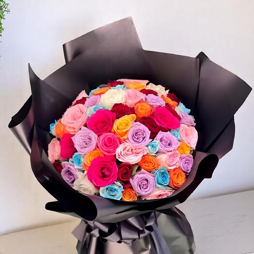 Symphonie de roses arc-en-ciel