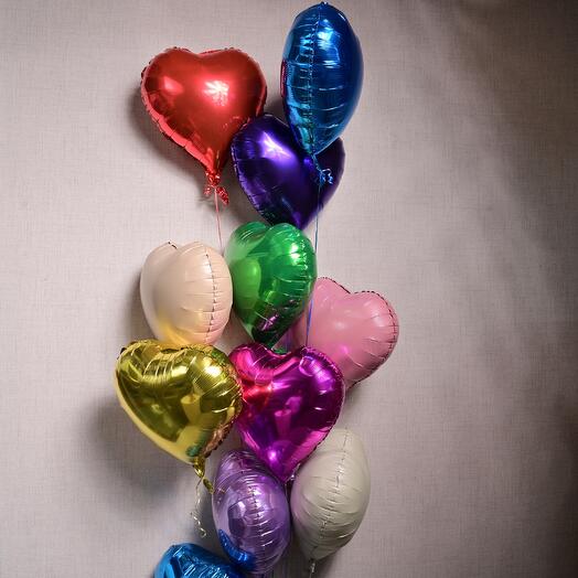 11 Радужные фольгированные шарики Love  6992