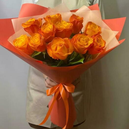11 Vibrant Orange Rose Bouquet