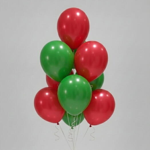 Classic Christmas 8-Piece Helium Balloon Bouquet (4 Red, 4 Green Latex)
