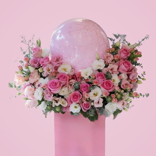 Surprise Love:  revivals pink rose, white lisianthus, stem pink lisianthus ,pink baby rose