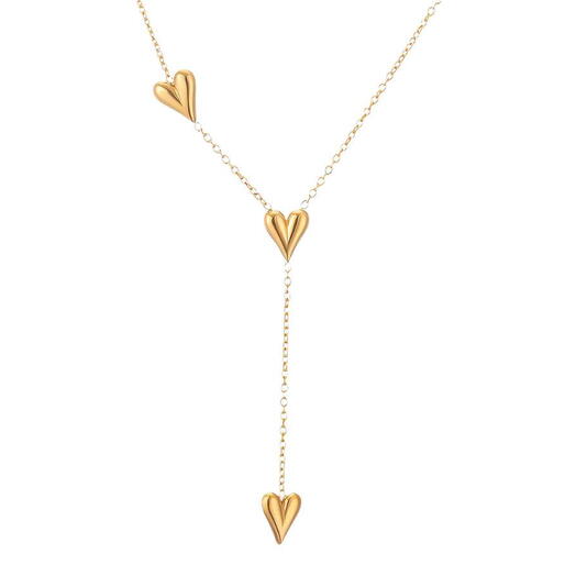 Колье с подвеской в виде двойного сердца, позолоченное 18K
