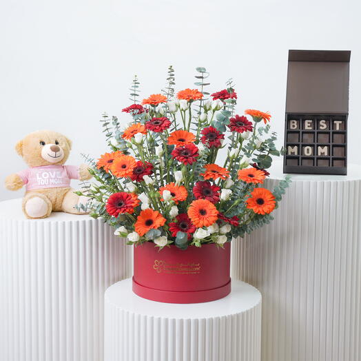 Sunset Gerbera Flower Box Trio