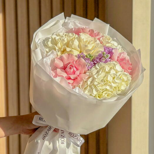 Soft Pastel Symphony Meadow: The Hydrangea, Rose   Lavender Stock Luxe