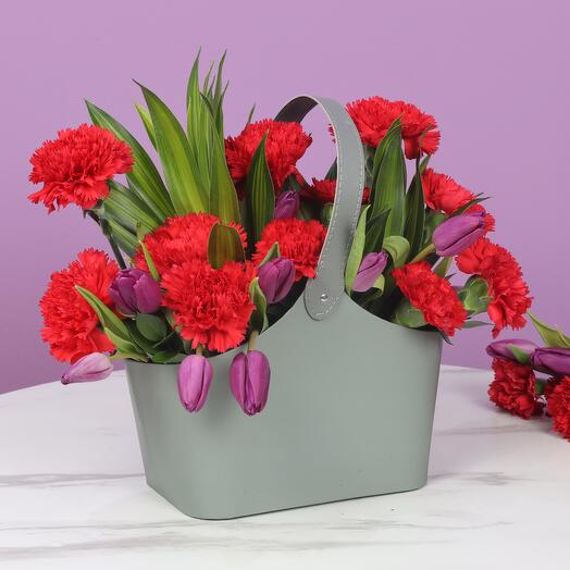 Red and Purple Flower Bag