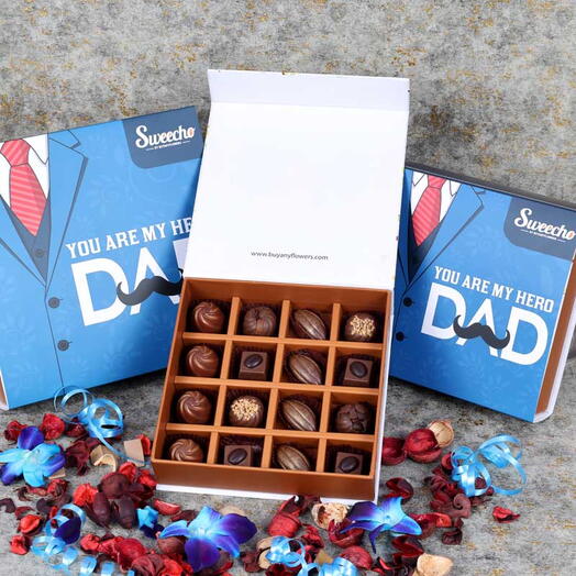 Премиальное ассорти шоколадных конфет ко Дню отца 16 шт от Sweecho