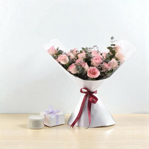 Элегантная розовая роза   Подарочный букет Rasasi