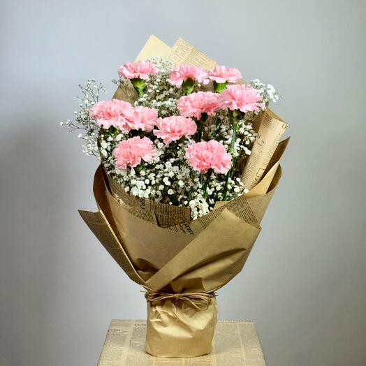 Eco-friendly bouquet carnation pink