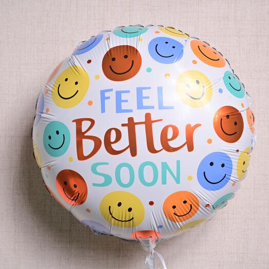 "Feel Better Soon – Cheerful Smiley Foil Balloon"  6989