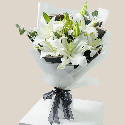 Charming White Lilies Bouquet Standard
