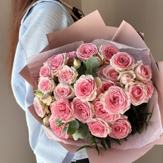 Pink cloud  mono bouquet with spray roses