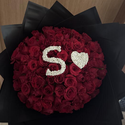 75 Red Roses with Custom Initial