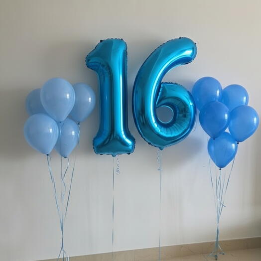 Sweet 16 Blue Balloons - Large number balloons - Helium Balloons