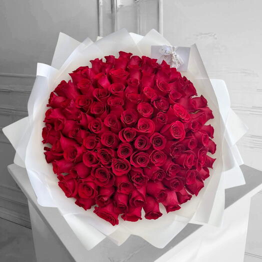 Будь моей _ букет из 99 роскошных красных роз для годовщины, дня рождения или Дня святого Валентина
