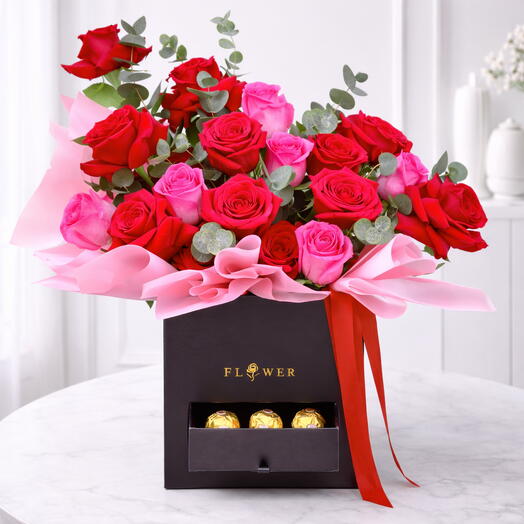 Elegant Floral Gift Box With Chocolates